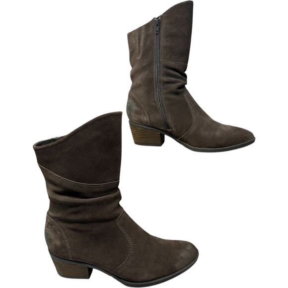 Josef Seibel Suede Mid Calf Boots Womens SZ 38 Brown Western Boho Minimalist - Picture 3 of 11